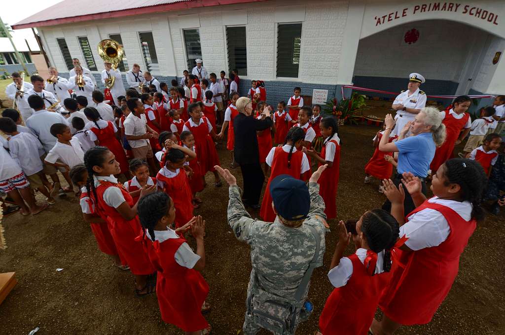 A school community gathering in Tonga