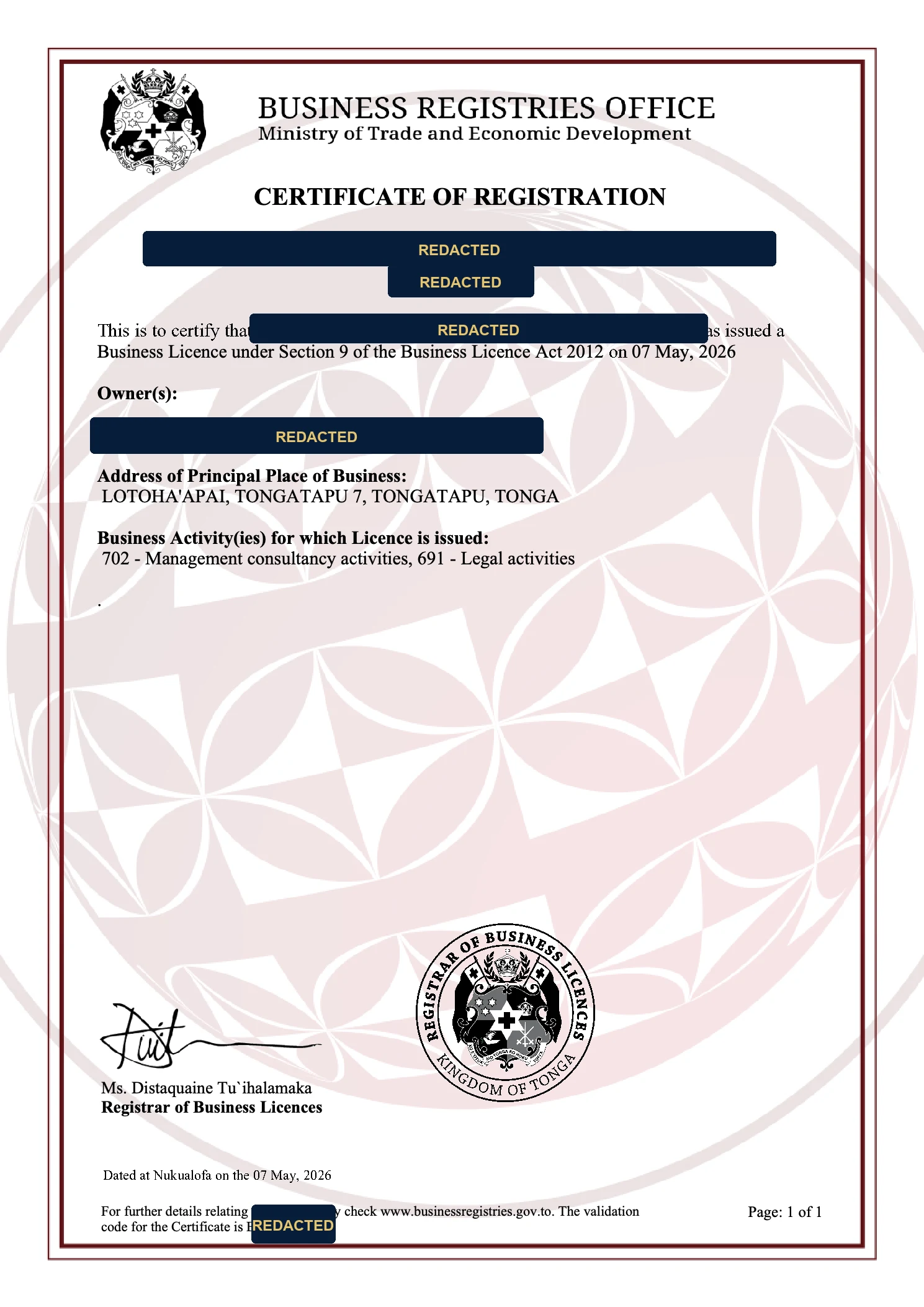 A business licence application being prepared